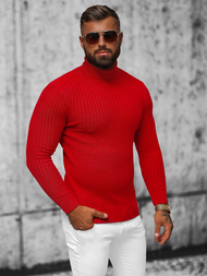 Sweter męski golf czerwony OZONEE L/1539Z