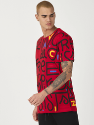 T-Shirt męski z nadrukiem czerwony OZONEE MR/21518