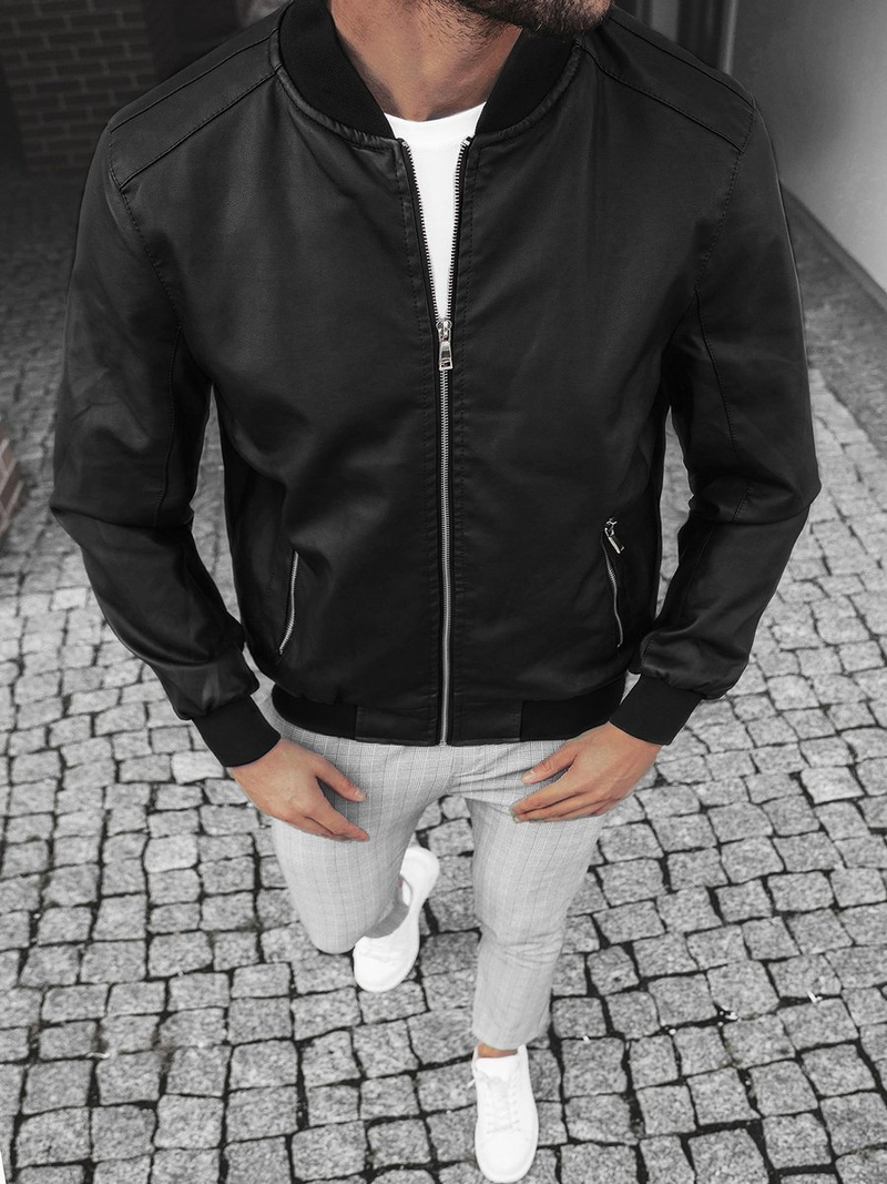 Kurtka skórzana męska czarna OZONEE JB/JP1147Z