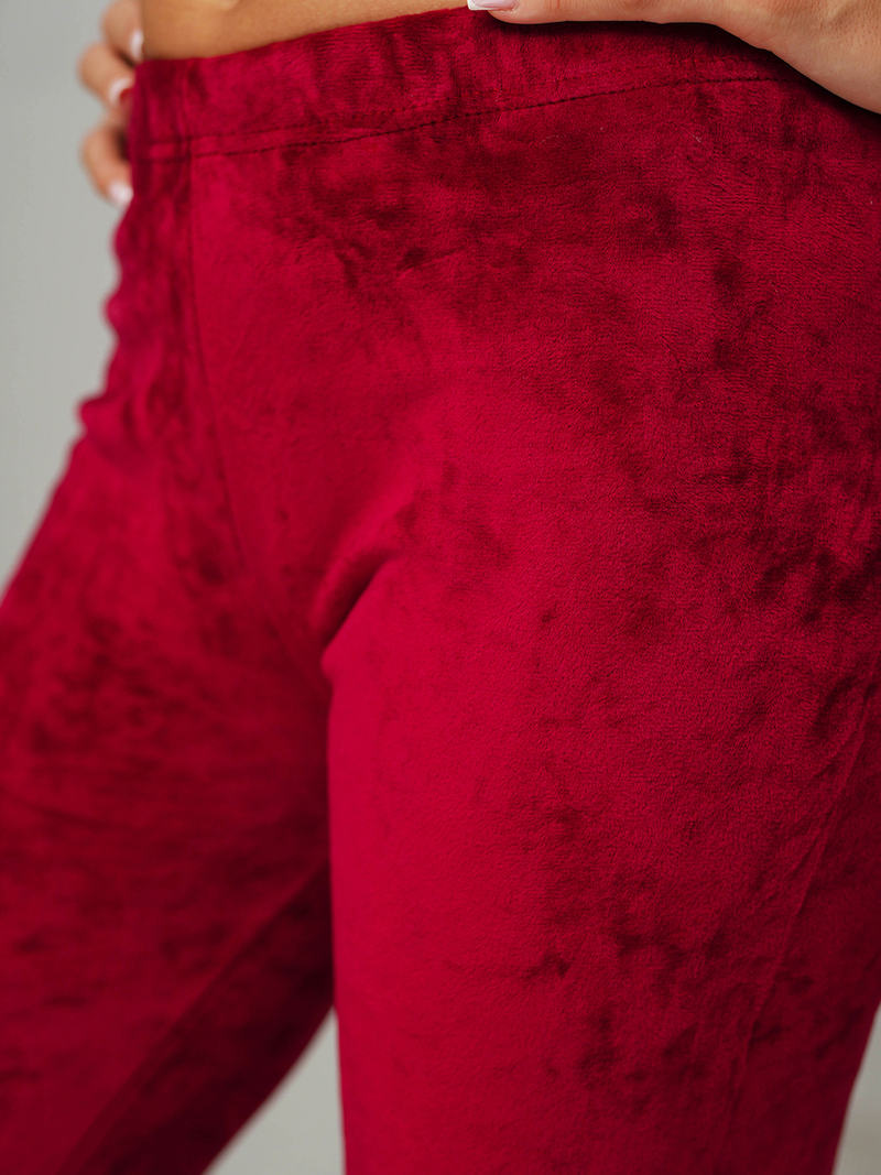 Spodnie dresowe damskie welurowe bordowe OZONEE JS/92K521/35