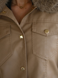 Жіноча шкіряна kуртка Бежева OZONEE JS/61M8513/84