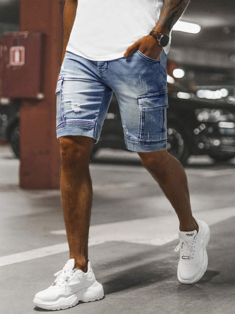 Spodenki męskie jeansowe jasnoniebieskie OZONEE NB/MP0039BCZ