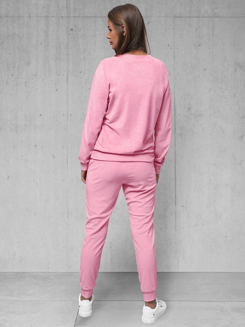 Komplet dresowy damski welurowy pudrowy OZONEE O/8C1173/38Z