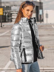 Kurtka pikowana damska srebrna OZONEE JS/M23061/6Z
