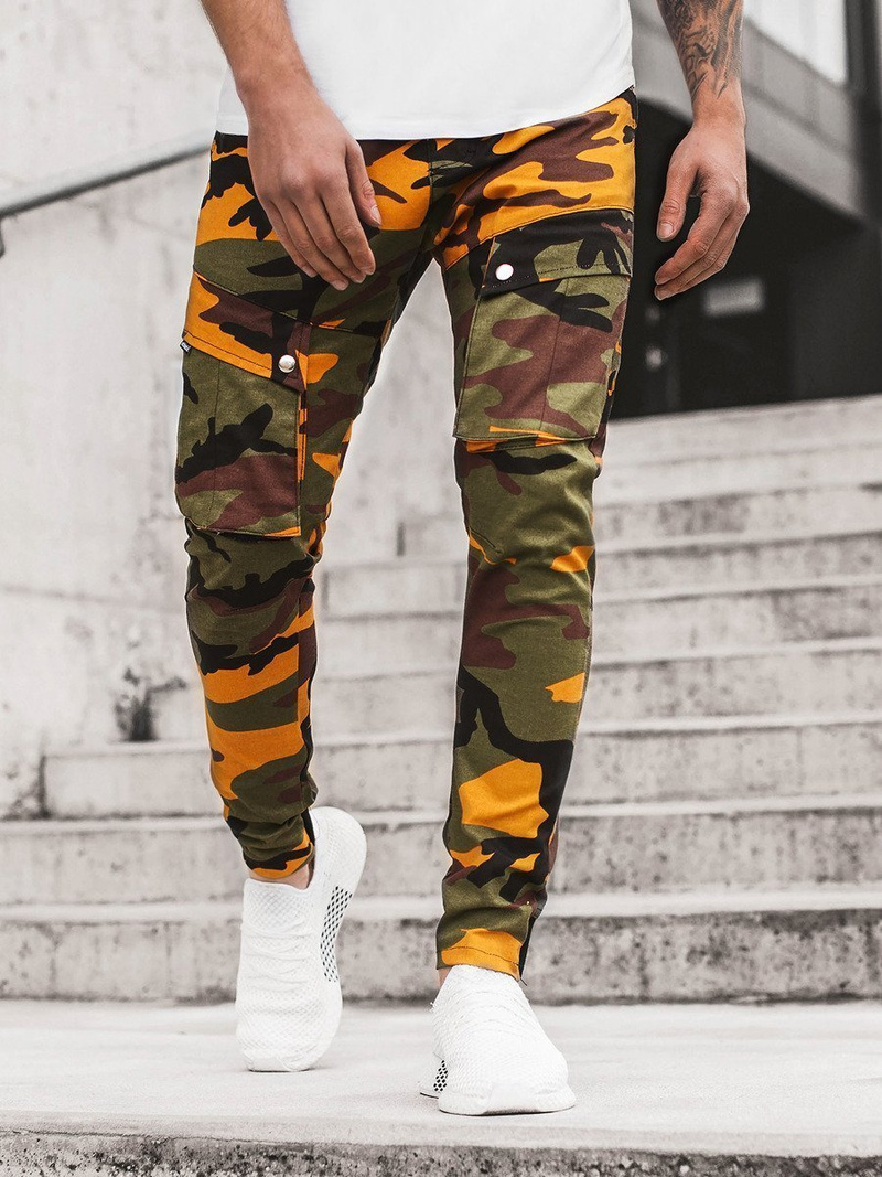 Spodnie męskie joggery żółte-khaki OZONEE A/1003