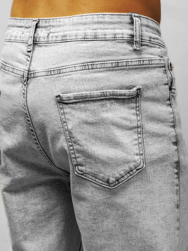 Spodnie jeansowe joggery męskie szare OZONEE DP/780