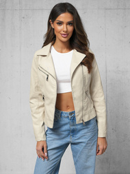 Жіноча шкіряна куртка Бежева OZONEE O/G88