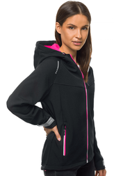 Kurtka softshell damska z kapturem czarna OZONEE JS/KSW6005