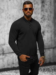 Bluza męska z kołnierzykiem czarna OZONEE O/TB2203