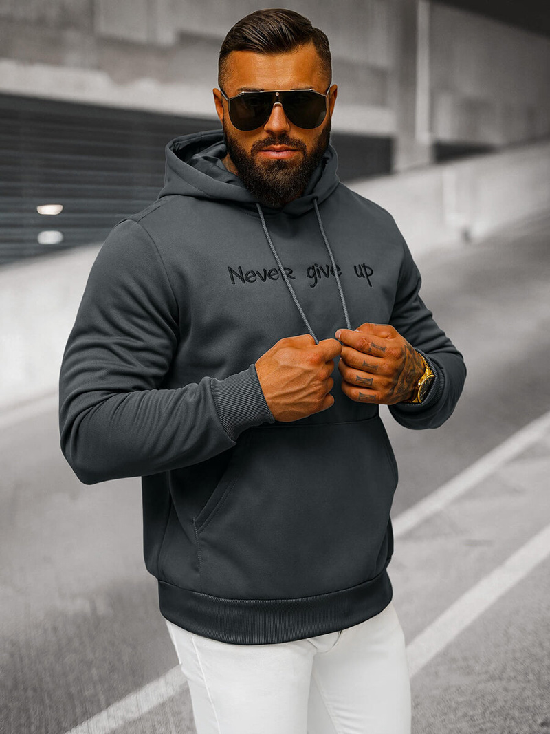 Bluza z kapturem męska grafitowa OZONEE JS/27B6512/5