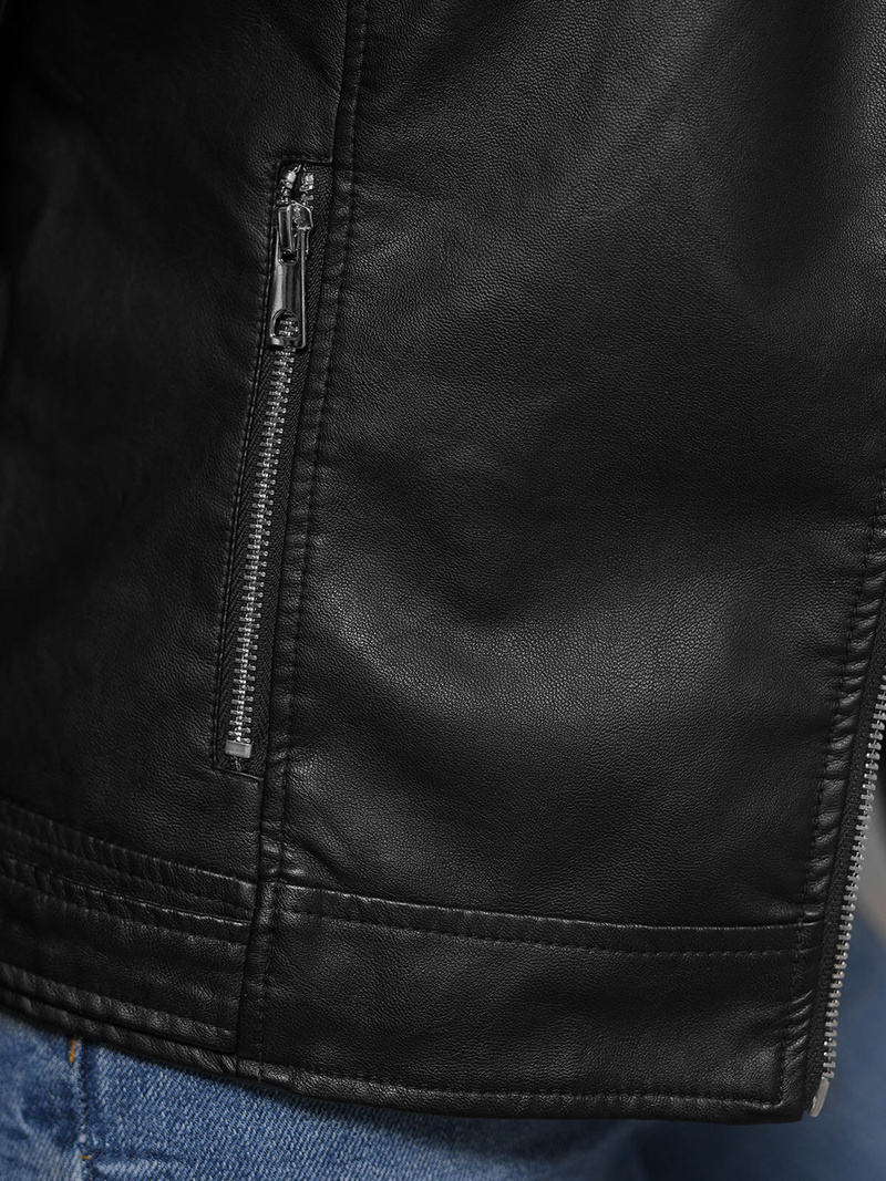 Жіноча шкіряна куртка Чорна OZONEE JS/11Z8062