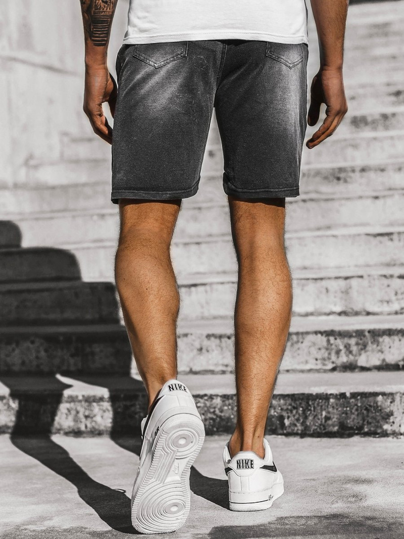 Spodenki męskie jeansowe czarno-czerwone OZONEE JS/KK1071