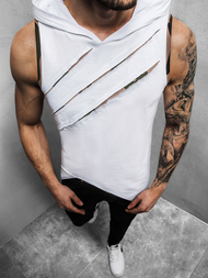 T-Shirt z kapturem męski biały OZONEE O/1254Z