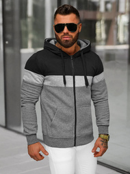 Bluza męska z kapturem rozpinana grafitowa OZONEE JS/8B1331/5