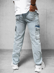 Spodnie jeansowe męskie wide leg jasno-niebieskie OZONEE DO/4001