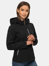 Kurtka softshell damska z kapturem czarna OZONEE JS/HD180/1