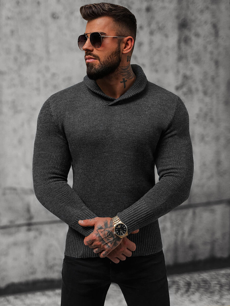 Sweter męski grafitowy OZONEE NB/MM6018/3Z