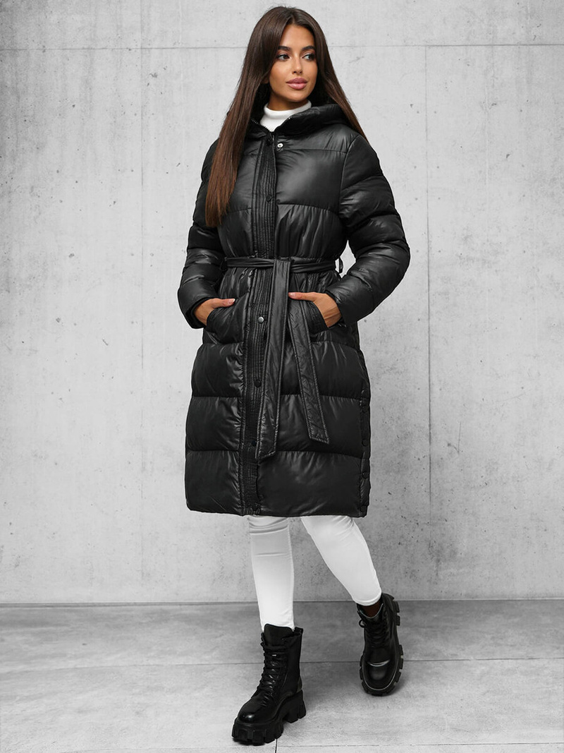 Płaszcz zimowy damski pikowany czarny OZONEE JS/5M3253/392