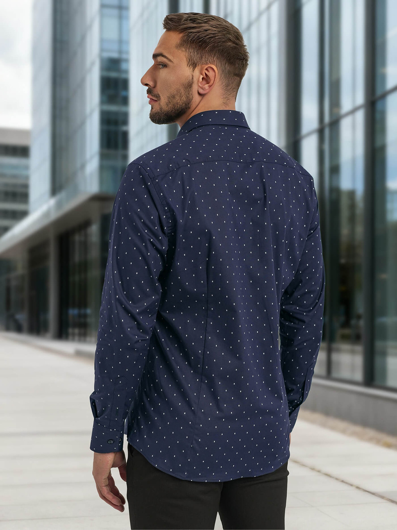 Koszula męska elegancka granatowa OZONEE V/V181