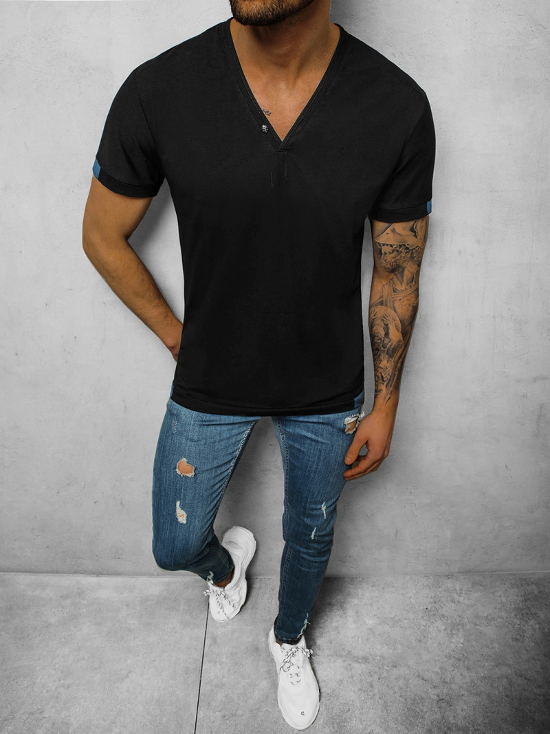 T-Shirt męski czarny OZONEE NB/3013