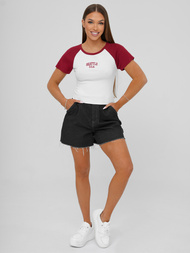 T-shirt damski biało-czerwony OZONEE JS/R61627