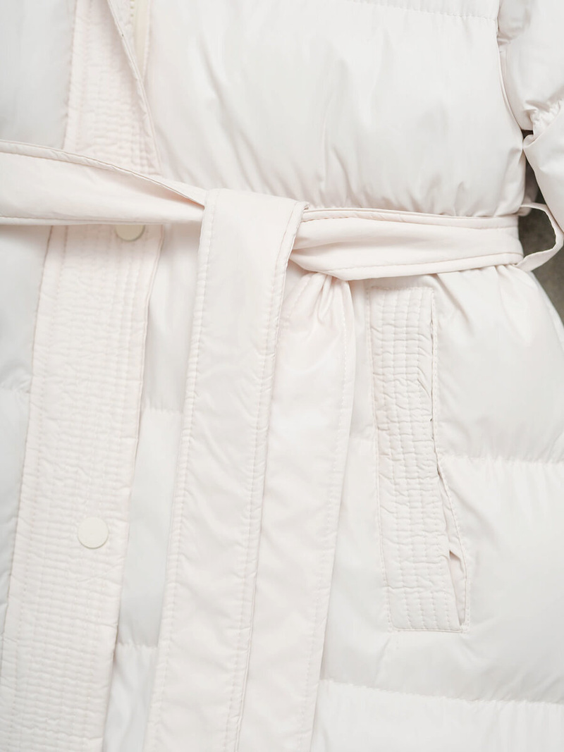 Płaszcz zimowy damski pikowany ecru OZONEE JS/5M3253/281Z