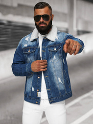 Kurtka męska jeansowa sherpa niebieska OZONEE NB/MJ502BZ