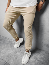Spodnie męskie chino jogger materiałowe beżowe OZONEE DJ/5539