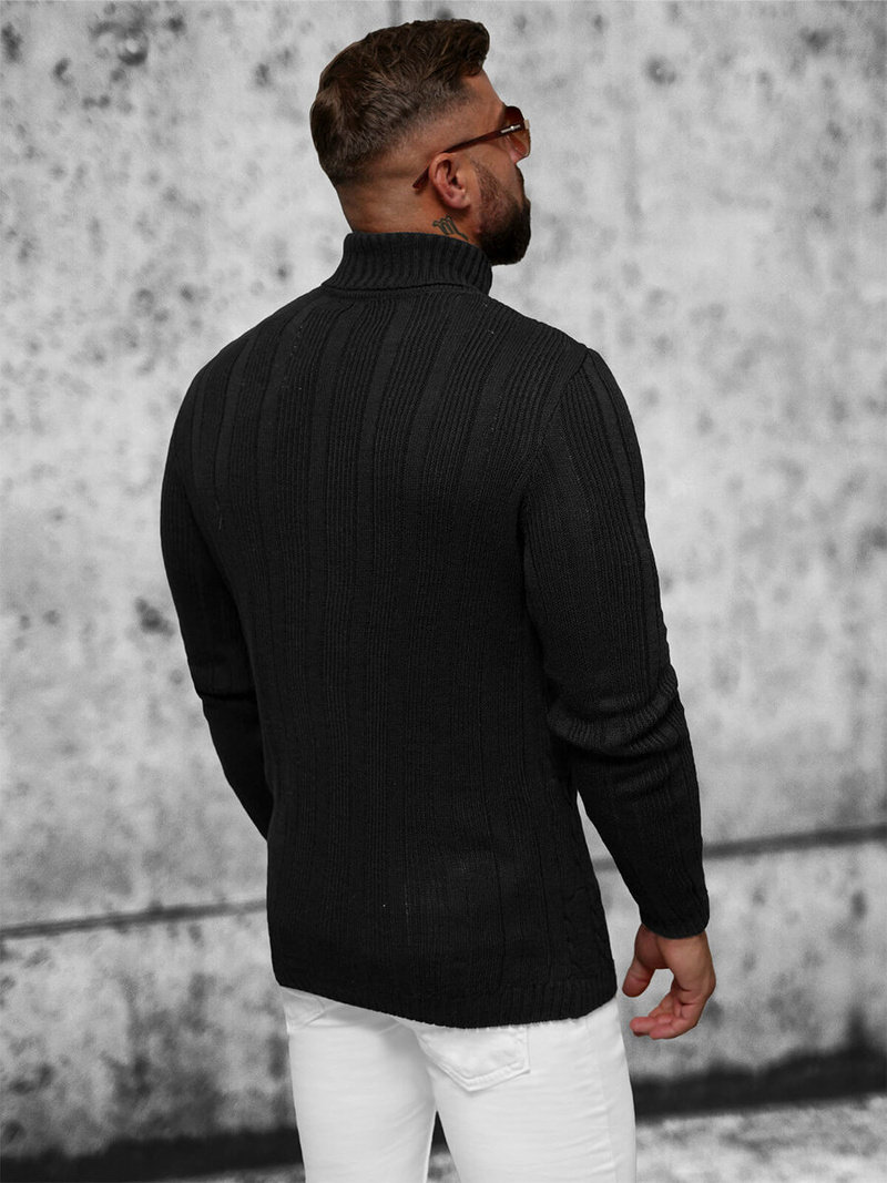 Sweter męski golf czarny OZONEE L/2665Z