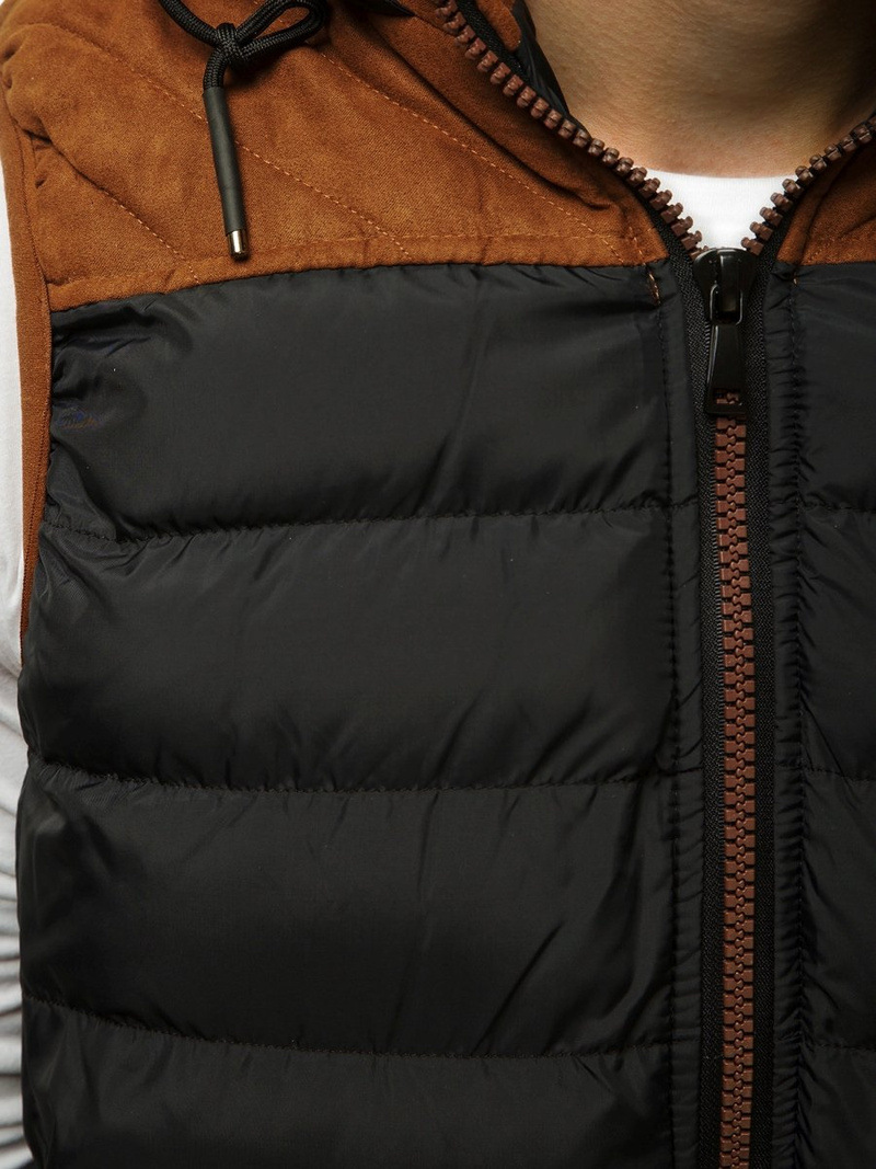 Kamizelka męska pikowana z kapturem czarna OZONEE O/5371Z