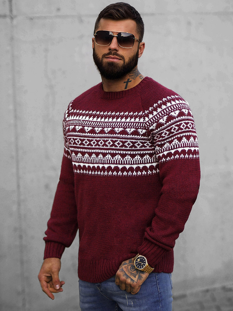 Sweter męski bordowy OZONEE O/H9300