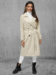 Płaszcz damski skórzany jasno-beżowy OZONEE JS/11Z8100