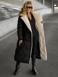 Płaszcz zimowy damski pikowany czarno-biały OZONEE JS/16M9168/392B