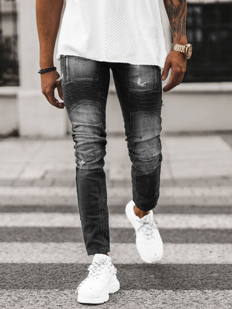 Spodnie jeansowe męskie czarne OZONEE NB/MP0046NZ