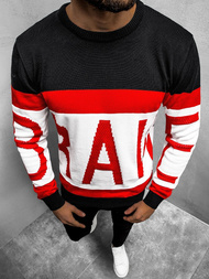Sweter męski czarno-czerwony OZONEE B/2428Z