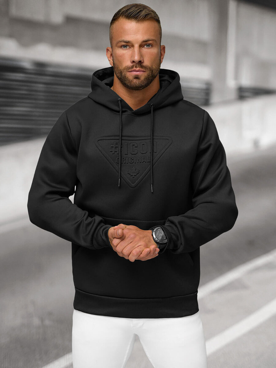 Bluza z kapturem męska czarna OZONEE JS/27B6500/3 | OZONEE