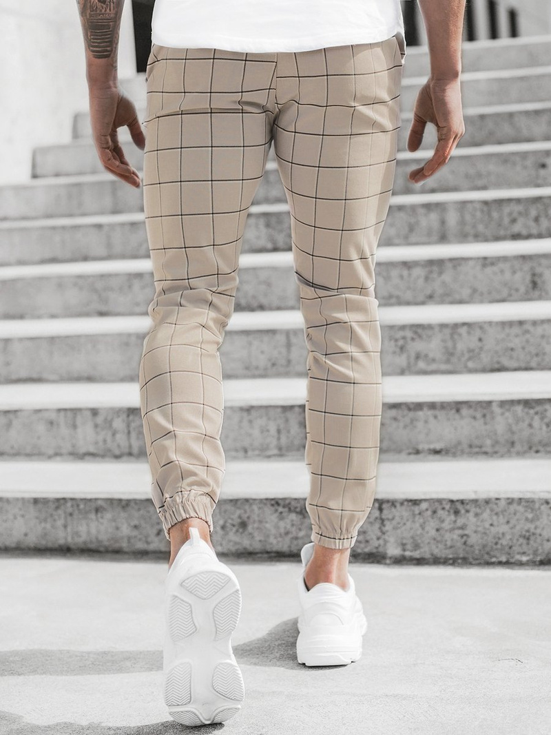 Чоловічі штани джоггери чинос бежеві OZONEE DJ/2255/21Z