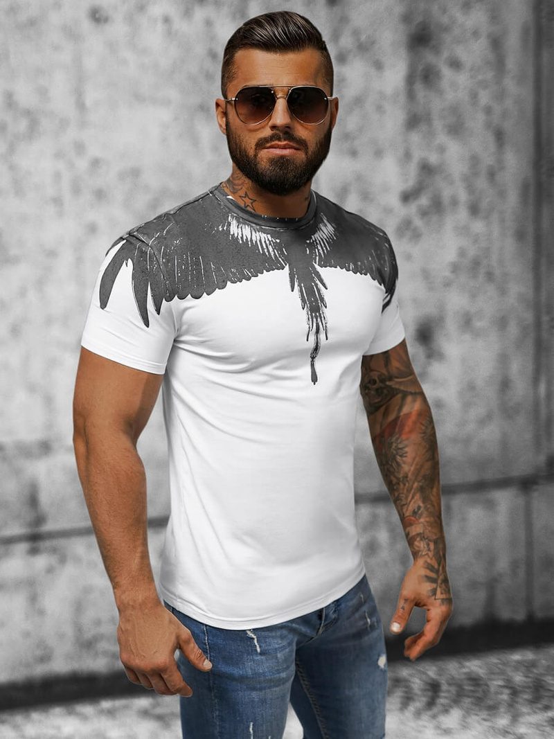 T-shirt męski slim fit biały OZONEE NB/MT3022