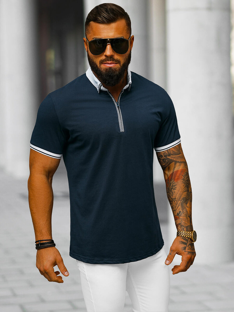 Футболка Поло Чоловіча Tемно-Cиня OZONEE O/DA743