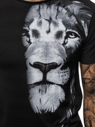 T-Shirt męski z nadrukiem czarny OZONEE O/BL77