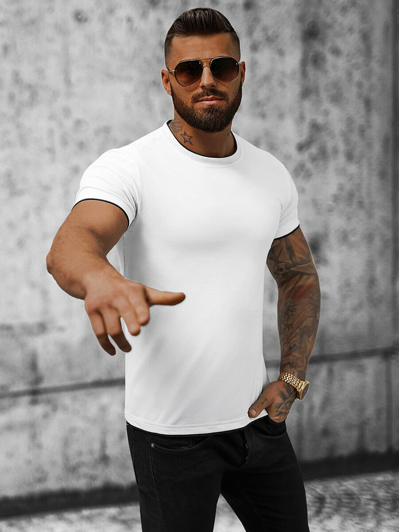 T-shirt męski biały OZONEE JS/8T227/1