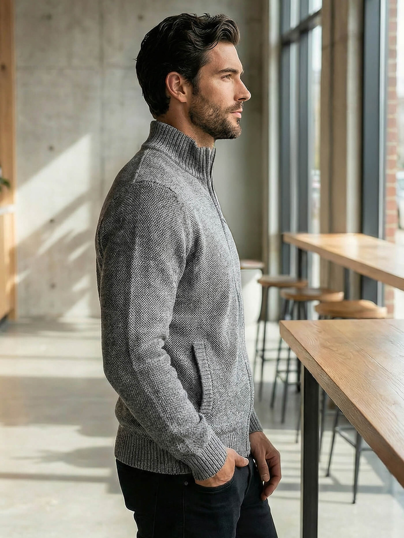 Sweter męski rozpinany grafitowy OZONEE JS/59B3611/5