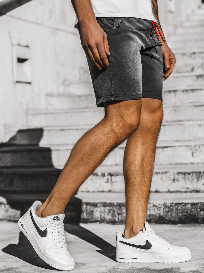 Шорти джинові чоловічі Чорно-Червонi OZONEE JS/KK1071