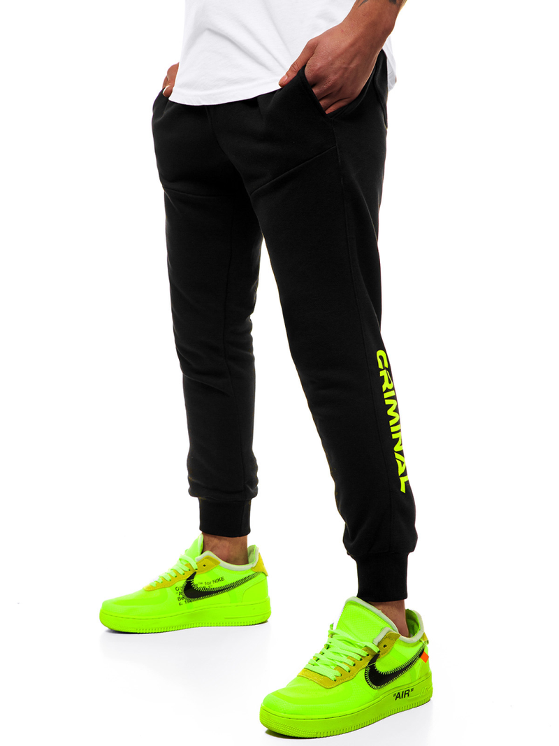 Spodnie dresowe męskie czarno-żółte OZONEE G/11129