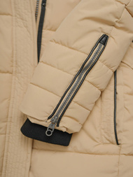 Kurtka zimowa damska długa pikowana beżowa OZONEE O/W377Z