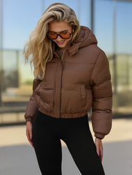 Kurtka zimowa damska pikowana czekoladowa OZONEE JS/5M3260/158Z