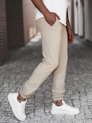 Spodnie męskie chino joggery materiałowe beżowe OZONEE DJ/5539Z