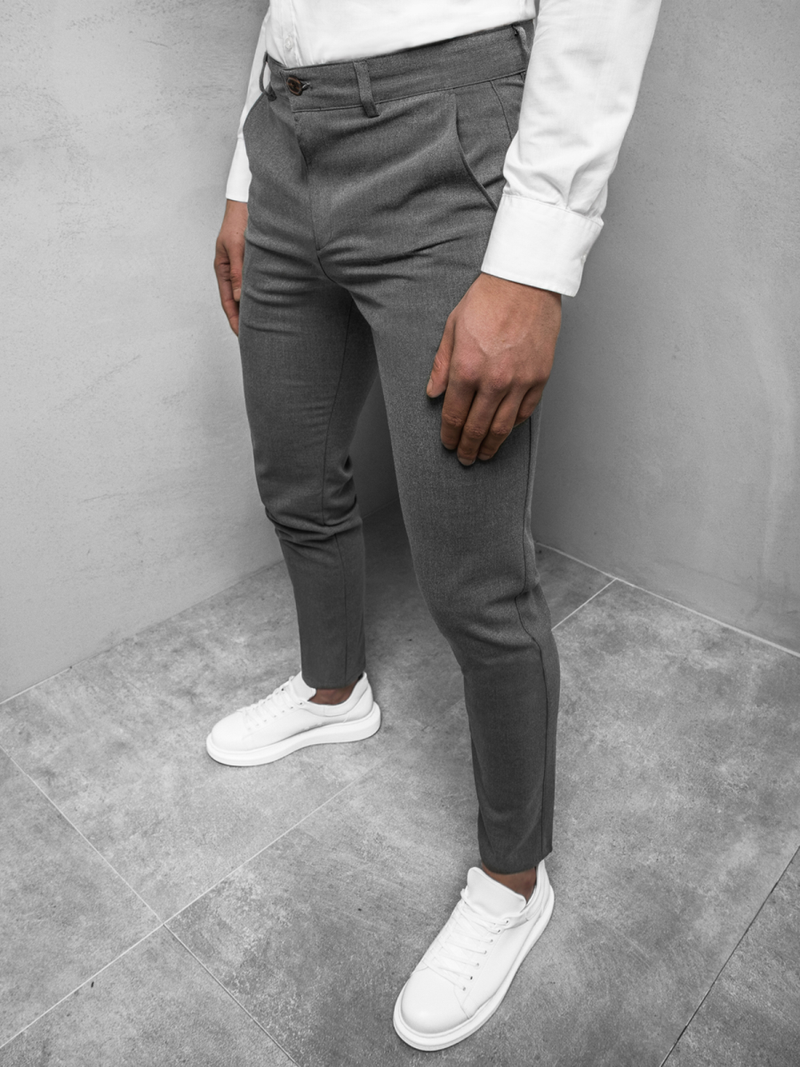 Spodnie męskie chino materiałowe grafitowe OZONEE DJ/5502