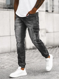 Spodnie jeansowe joggery męskie czarne OZONEE NB/MP0131N