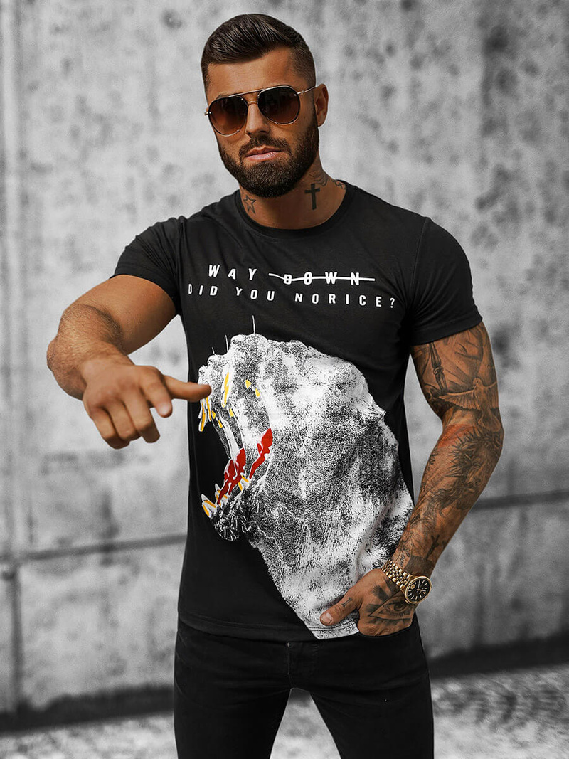 Футболка Чоловіча Чорна OZONEE O/T127/3Z